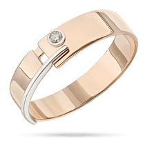 обзорное фото Золотое обручальное кольцо в оригинальном исполнении с фианитами 035666 Золотые кольца обзорное фото Золотое обручальное кольцо в оригинальном исполнении с фианитами 035666  Золотые кольца