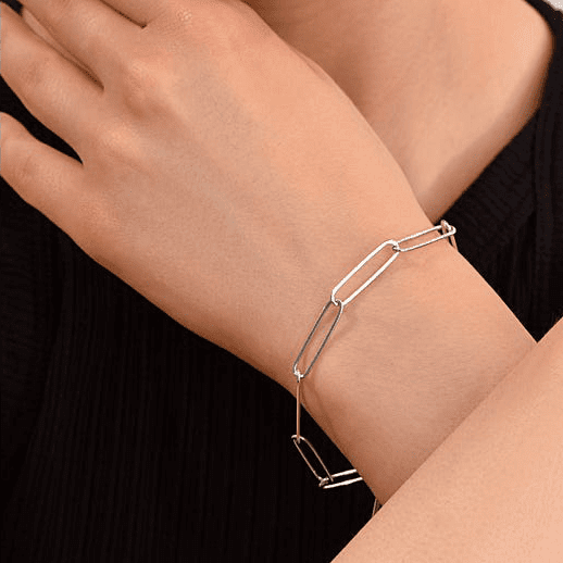 серебряные браслет трендовый с длинными звеньями серебряные браслет трендовый с длинными звеньями