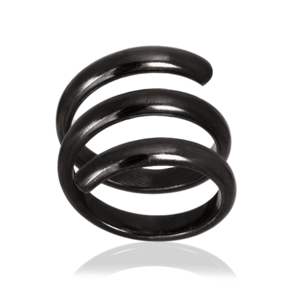 Серебряное кольцо, покрытое черным родием 024190 детальное изображение ювелирного изделия Серебряные кольца без вставок
