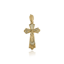 обзорное фото Золотой крестик с Распятием 028722 Золотые крестики православные обзорное фото Золотой крестик с Распятием 028722  Золотые крестики православные