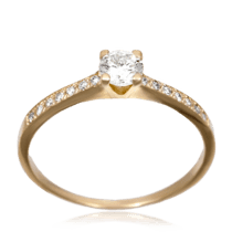 обзорное фото Золотое кольцо с бриллиантами R0578  Золотые кольца для помолвки с бриллиантом