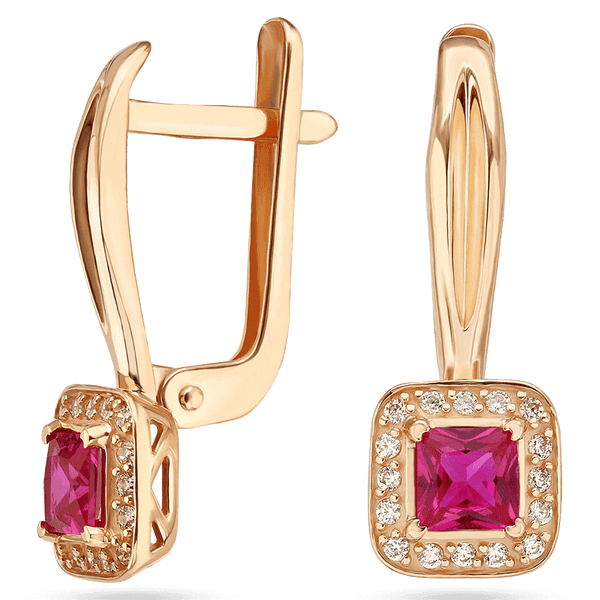 Золотые серьги квадратные с рубином с фианитом 037039 детальное изображение ювелирного изделия Золотые серьги Золотые серьги квадратные с рубином с фианитом 037039 детальное изображение ювелирного изделия Золотые серьги