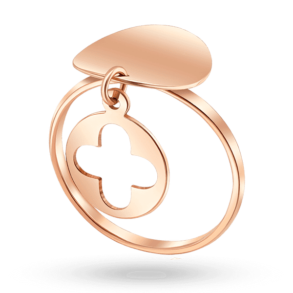 Креативное золотое кольцо с монеткой и подвеской с вырезом крестообразной формы 041101 детальное изображение ювелирного изделия Золотые кольца без вставок