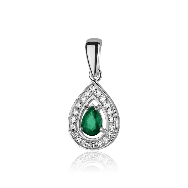 Кулон в белом золоте с изумрудом и бриллиантами 026094 детальное изображение ювелирного изделия Золотые кулоны с изумрудом Кулон в белом золоте с изумрудом и бриллиантами 026094 детальное изображение ювелирного изделия Золотые кулоны с изумрудом