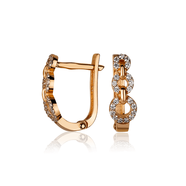 Золотые серьги с фианитами на английском замке 030733 детальное изображение ювелирного изделия Золотые серьги с английским замком Золотые серьги с фианитами на английском замке 030733 детальное изображение ювелирного изделия Золотые серьги с английским замком