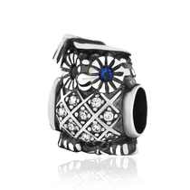 обзорное фото Серебряный подвес-шарм Сова с фианитом 024993  Серебряные подвесы-шармы (бусины)