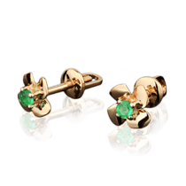 обзорное фото Серьги из красного золота с изумрудами 2111.0  Золотые серьги с изумрудами