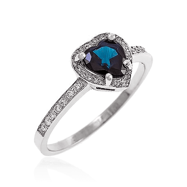 золотое кольцо с сапфиром в форме сердца  золотое кольцо с сапфиром в форме сердца