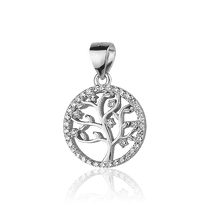 обзорное фото Серебряный кулон с фианитами Дерево жизни 027648  Серебряные подвески со вставками