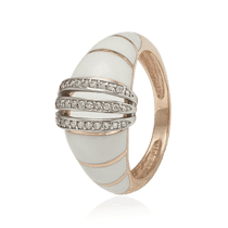 обзорное фото Золотое кольцо с фианитами и эмалью 028602 Золотые кольца с эмалью обзорное фото Золотое кольцо с фианитами и эмалью 028602  Золотые кольца с эмалью