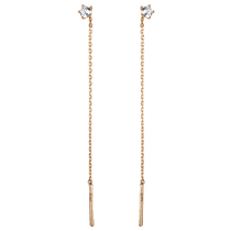 обзорное фото Серьги продевки из золота с камнем 033882  Золотые серьги протяжки