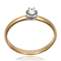 обзорное фото Золотое кольцо с бриллиантом R0764  Золотые кольца для помолвки с бриллиантом