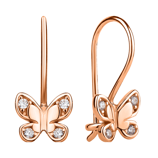 Золотые серьги Бабочки 037842 детальное изображение ювелирного изделия Серьги с камнями Золотые серьги Бабочки 037842 детальное изображение ювелирного изделия Серьги с камнями