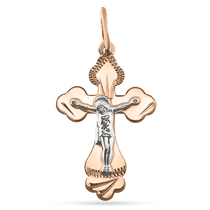 обзорное фото Золотой крестик с Распятием и надписью "Спаси та збережи" 028781 Детский золотой крестик обзорное фото Золотой крестик с Распятием и надписью "Спаси та збережи" 028781  Детский золотой крестик