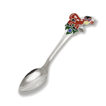 обзорное фото Серебряная детская ложка с эмалью Коровка 031837 Серебряные детские ложечки обзорное фото Серебряная детская ложка с эмалью Коровка 031837  Серебряные детские ложечки