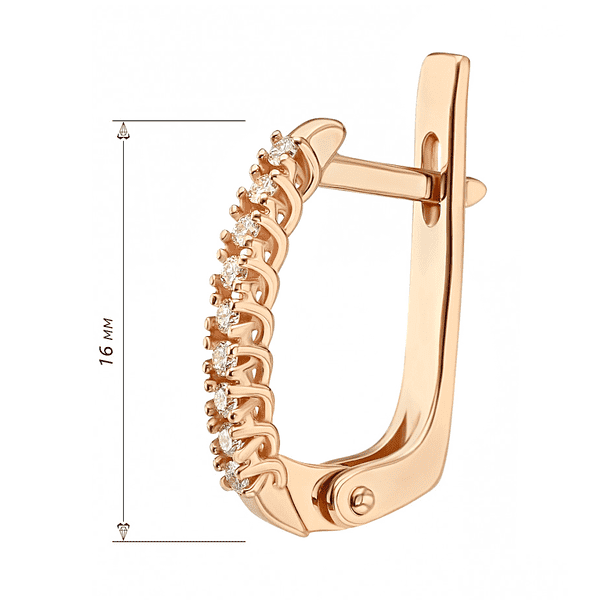 Золотые серьги с дорожкой бриллиантов Золотые серьги с дорожкой бриллиантов