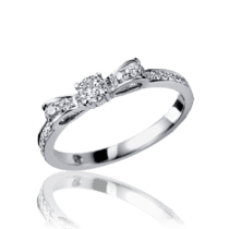обзорное фото Золотое кольцо для помолвки с бриллиантами Бантик 030888  Золотые кольца для помолвки с бриллиантом