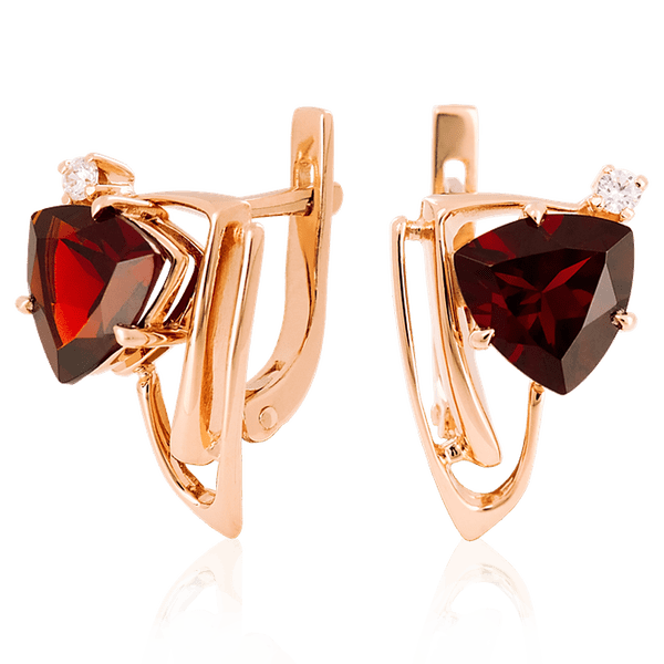 Золотые серьги с гранатом 023627 детальное изображение ювелирного изделия Золотые серьги с гранатом Золотые серьги с гранатом 023627 детальное изображение ювелирного изделия Золотые серьги с гранатом