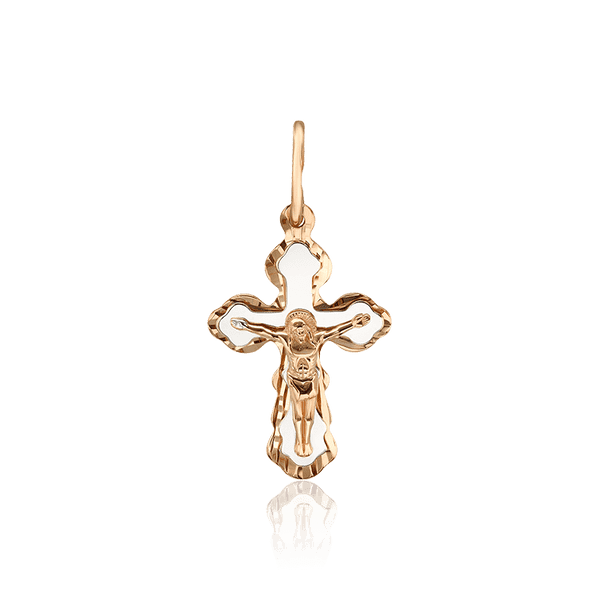 крестик из красного и белого золота крестик из красного и белого золота