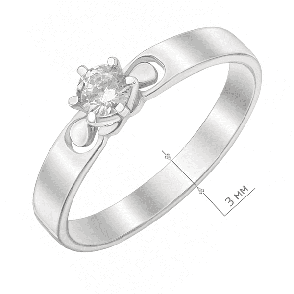Помолвочное кольцо из белого золота с фианитом Помолвочное кольцо из белого золота с фианитом