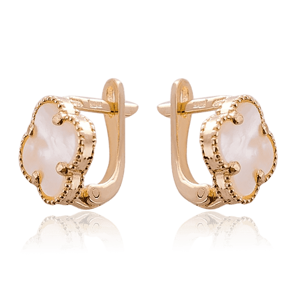 серьги клевер с перламутром серьги клевер с перламутром