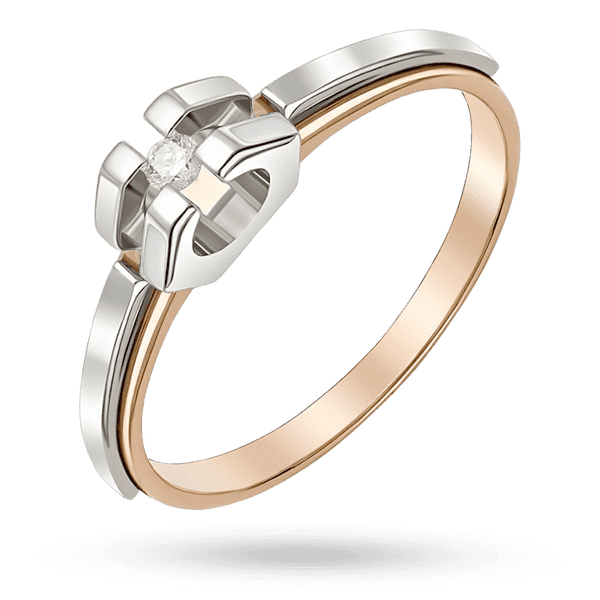 Кольцо из комбинированного золота с бриллиантом закрепленным в надежной оригинальной закрепке 040533 детальное изображение ювелирного изделия Золотые кольца с бриллиантами Кольцо из комбинированного золота с бриллиантом закрепленным в надежной оригинальной закрепке 040533 детальное изображение ювелирного изделия Золотые кольца с бриллиантами