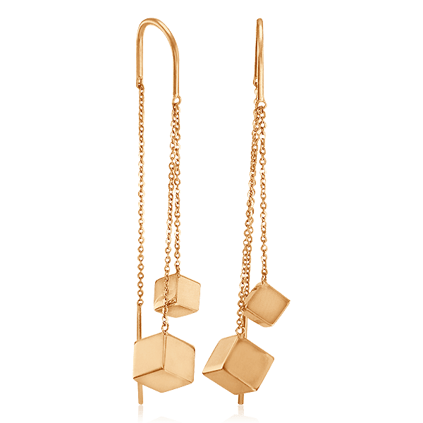 Золотые серьги протяжки Кубики 030106 детальное изображение ювелирного изделия Золотые серьги протяжки Золотые серьги протяжки Кубики 030106 детальное изображение ювелирного изделия Золотые серьги протяжки