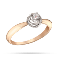 обзорное фото Винчальное золотое кольцо с камешком фианит по центру в закрученной оправе с белого золота 040325 Золотые кольца с фианитом обзорное фото Винчальное золотое кольцо с камешком фианит по центру в закрученной оправе с белого золота 040325  Золотые кольца с фианитом