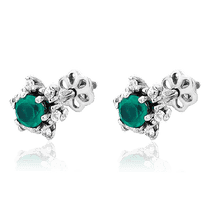 обзорное фото Золотые серьги гвоздики Цветок с зеленым ониксом и фианитами 033051 Золотые серьги с ониксом обзорное фото Золотые серьги гвоздики Цветок с зеленым ониксом и фианитами 033051  Золотые серьги с ониксом