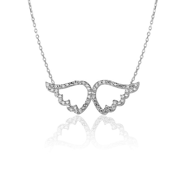 Серебряное колье Крылья с фианитами 027427 детальное изображение ювелирного изделия Серебряные колье
