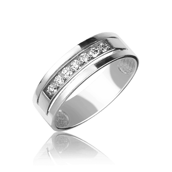 обручальное кольцо из белого золота с бриллиатами