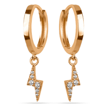 обзорное фото Золотые серьги с фианитами Молния 038159 Золотые серьги с фианитом обзорное фото Золотые серьги с фианитами Молния 038159  Золотые серьги с фианитом