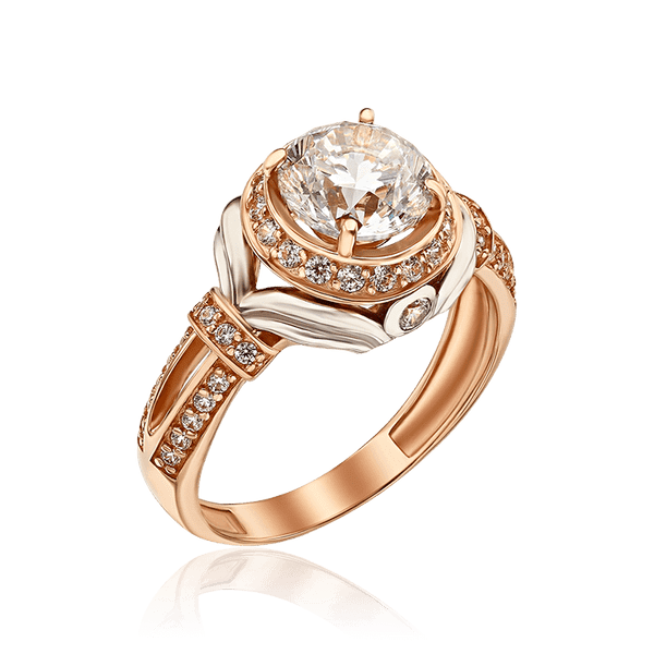 Золотое кольцо с фианитами 034539 детальное изображение ювелирного изделия Золотые кольца