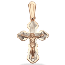 обзорное фото Крестик в комбинированном золоте Спаси и Сохрани с алмазной гравировкой 039988 Золотые крестики православные обзорное фото Крестик в комбинированном золоте Спаси и Сохрани с алмазной гравировкой 039988  Золотые крестики православные