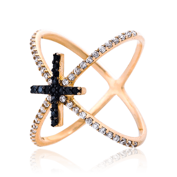 Золотое кольцо с черным крестиком 032664 детальное изображение ювелирного изделия Золотые кольца Золотое кольцо с черным крестиком 032664 детальное изображение ювелирного изделия Золотые кольца