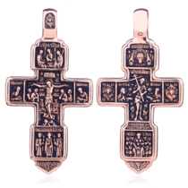 обзорное фото Золотой крестик с чернением 024624  Золотые крестики православные