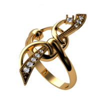 обзорное фото Золотое кольцо 320037  Золотые кольца с фианитом