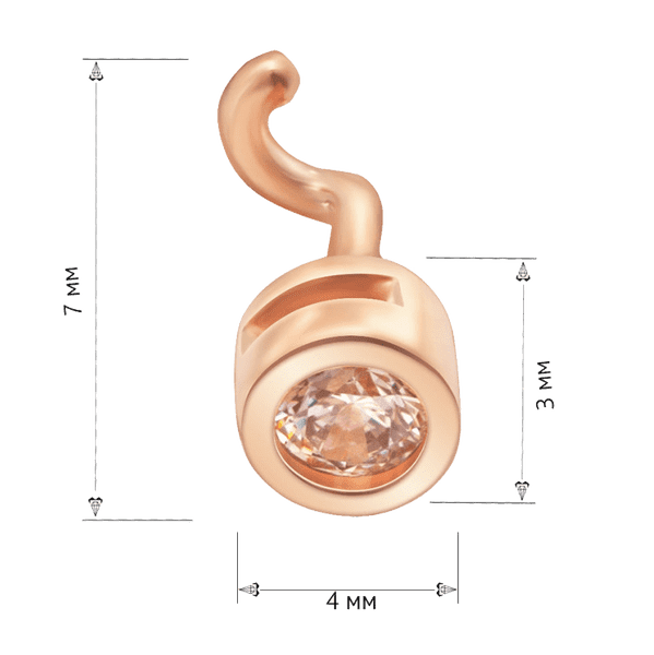 Пірсинг в червоному золоті з білим фіанітом 585 проби 039601 детальне зображення ювелірного виробу Пірсинг в червоному золоті з білим фіанітом 585 проби 039601 детальне зображення ювелірного виробу