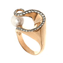 обзорное фото Кольцо с жемчугом 320789  Золотые кольца с жемчугом