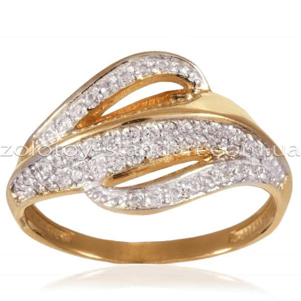Золотое кольцо с фианитами 12305 детальное изображение ювелирного изделия Золотые кольца с фианитом