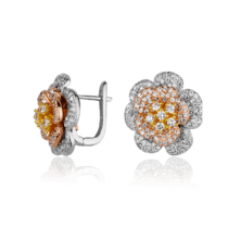 обзорное фото Серебряные серьги Райские цветы с фианитами 027994  Серебряные серьги с камнями
