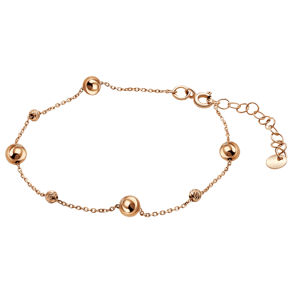 Браслет женский с шариками алмазной гравировки и глянцевой поверхностью в красном золоте 039967 детальное изображение ювелирного изделия Золотые браслеты без камней Браслет женский с шариками алмазной гравировки и глянцевой поверхностью в красном золоте 039967 детальное изображение ювелирного изделия Золотые браслеты без камней