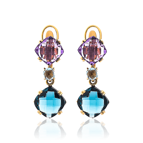 Ювелирные серьги с аметистом и топазом лондон Ювелирные серьги с аметистом и топазом лондон