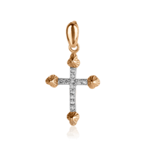 обзорное фото Золотой крестик с бриллиантами s3996  Декоративные золотые крестики