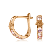 обзорное фото Золотые детские серьги с фианитом 025446  Серьги с камнями