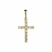 обзорное фото Золотой подвес с бриллиантом крестик P0366  Декоративные золотые крестики