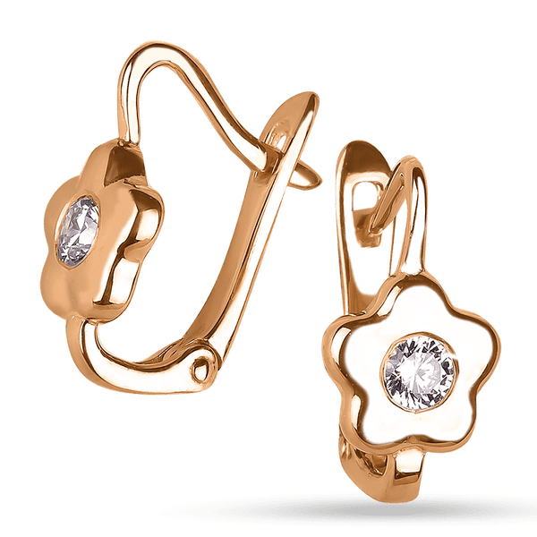 Золотые серьги на английском замке Цветочек 038252 детальное изображение ювелирного изделия Серьги с камнями Золотые серьги на английском замке Цветочек 038252 детальное изображение ювелирного изделия Серьги с камнями