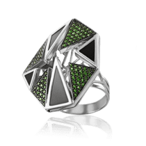 обзорное фото Серебряное кольцо с агатом и нанокристаллами 030066  Серебряные кольца