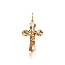 обзорное фото Нательный крест из золота Распятие 035393 Золотые крестики православные обзорное фото Нательный крест из золота Распятие 035393  Золотые крестики православные