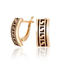 обзорное фото Золотые серьги 930006 Золотые серьги с каучуком обзорное фото Золотые серьги 930006  Золотые серьги с каучуком